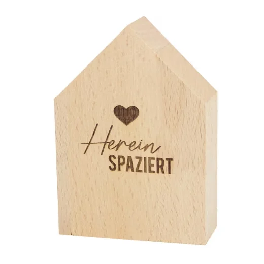 Deko-Holzhäuschen „Hereinspaziert“ – nachhaltiges Buchenholz, Made in Germany