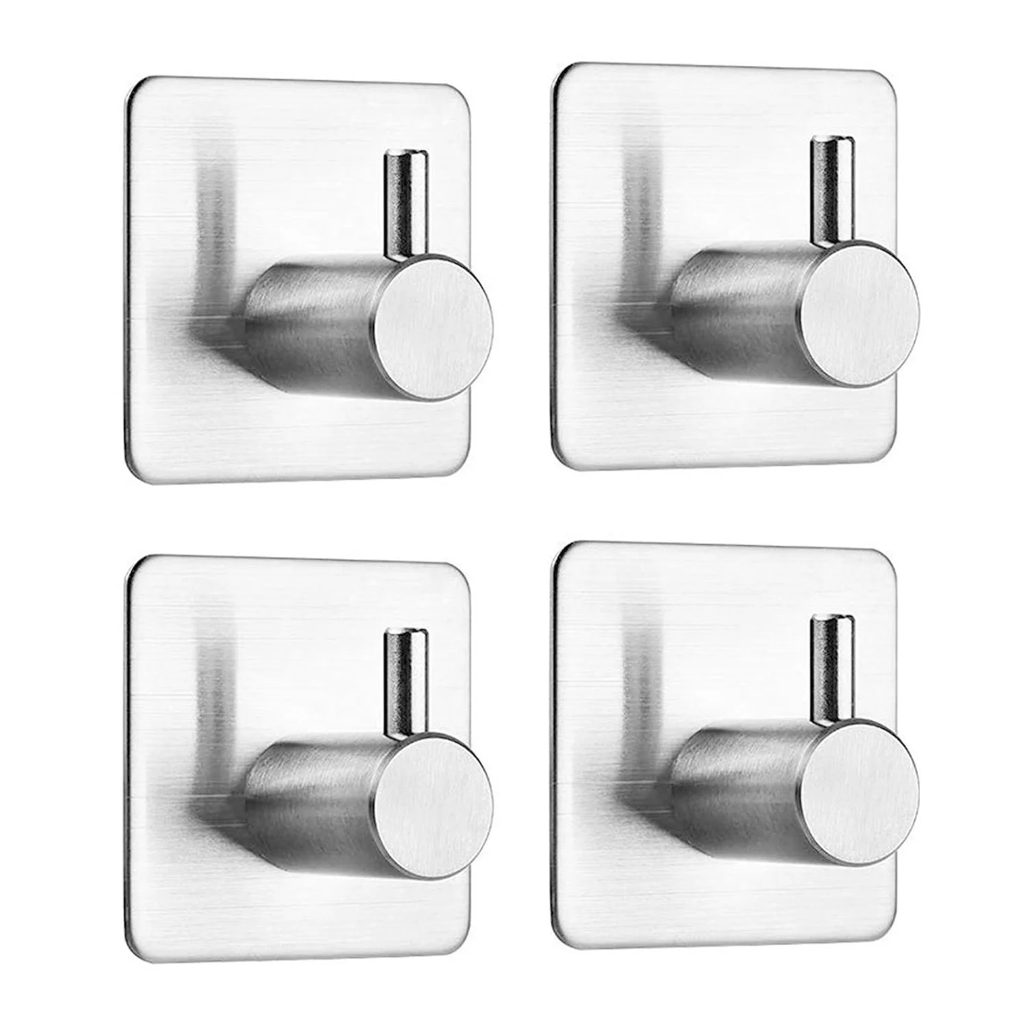 4er-Set Handtuchhaken – Selbstklebend, Edelstahl, Silber