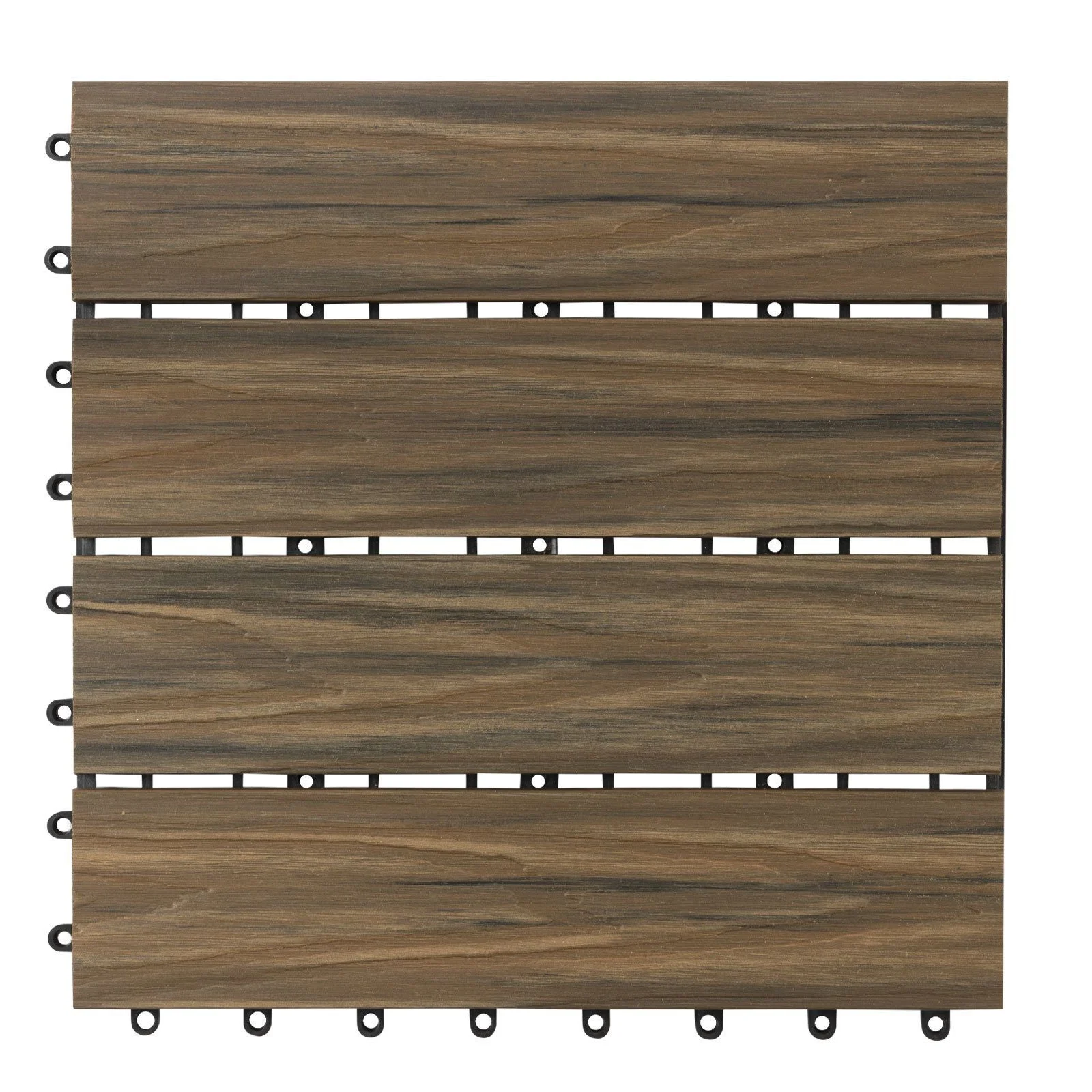 WPC-Klickfliese 30 × 30 cm – Holzoptik Braun mit tiefer Prägung