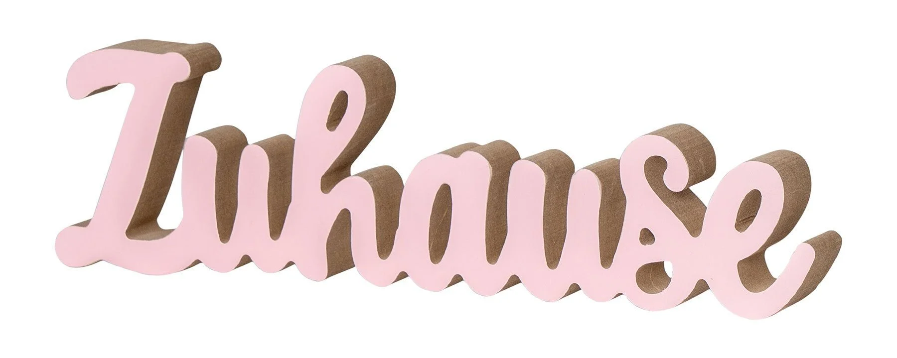 Deko-Schriftzug „Zuhause“ – Pastell Rosa & Natur, MDF-Holz, 30 cm