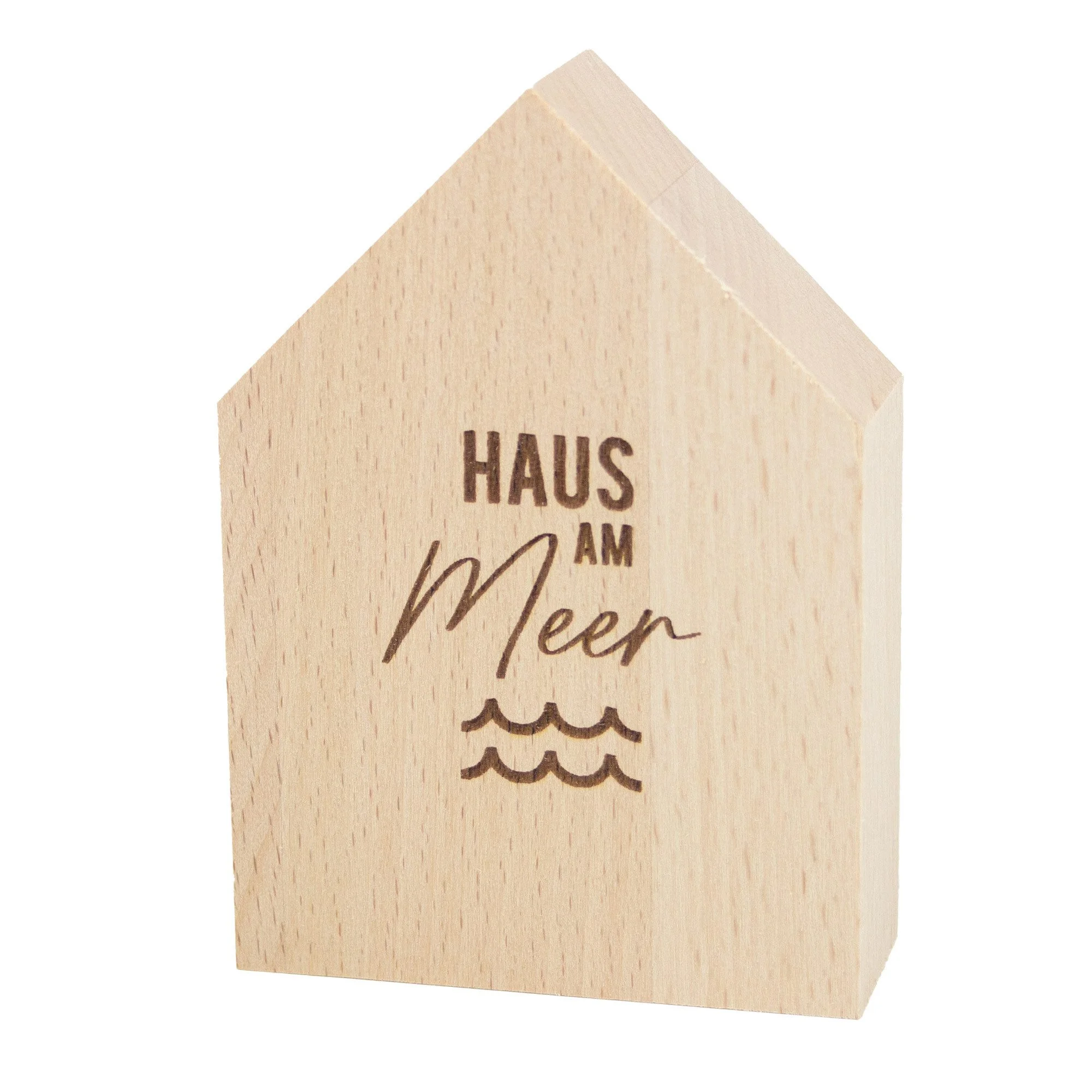 Deko-Holzhäuschen „Haus am Meer“ – nachhaltiges Buchenholz, maritime Lasergravur