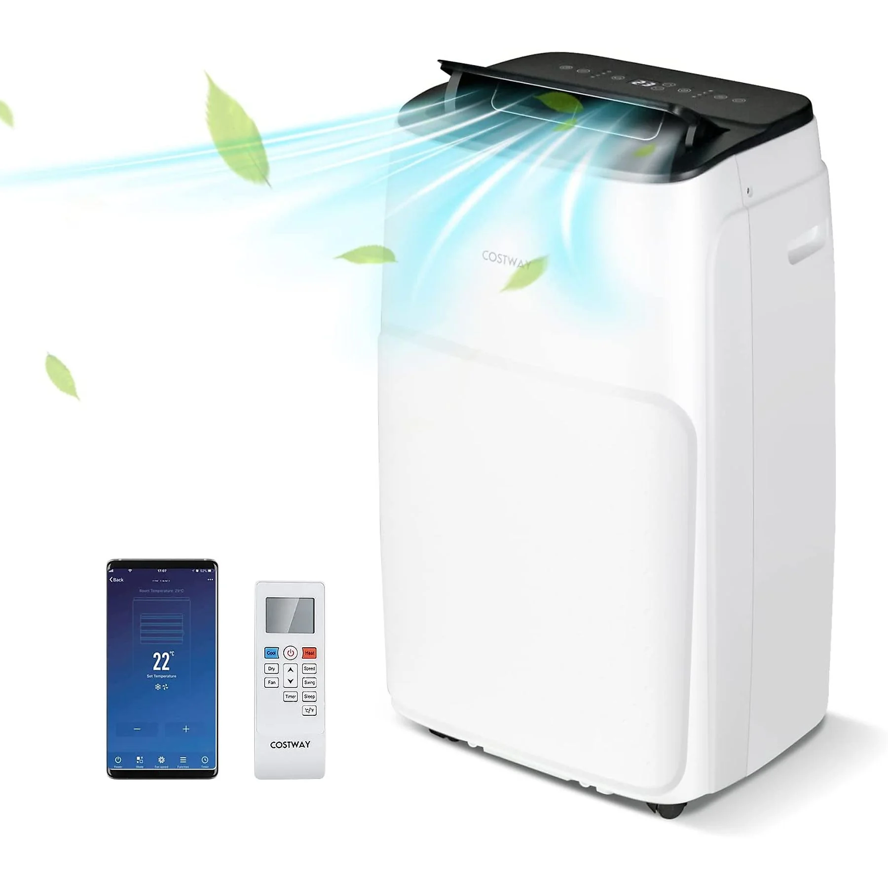 COSTWAY 14000 BTU Heizlüfter Klimagerät Weiß für 30 m² EEK A