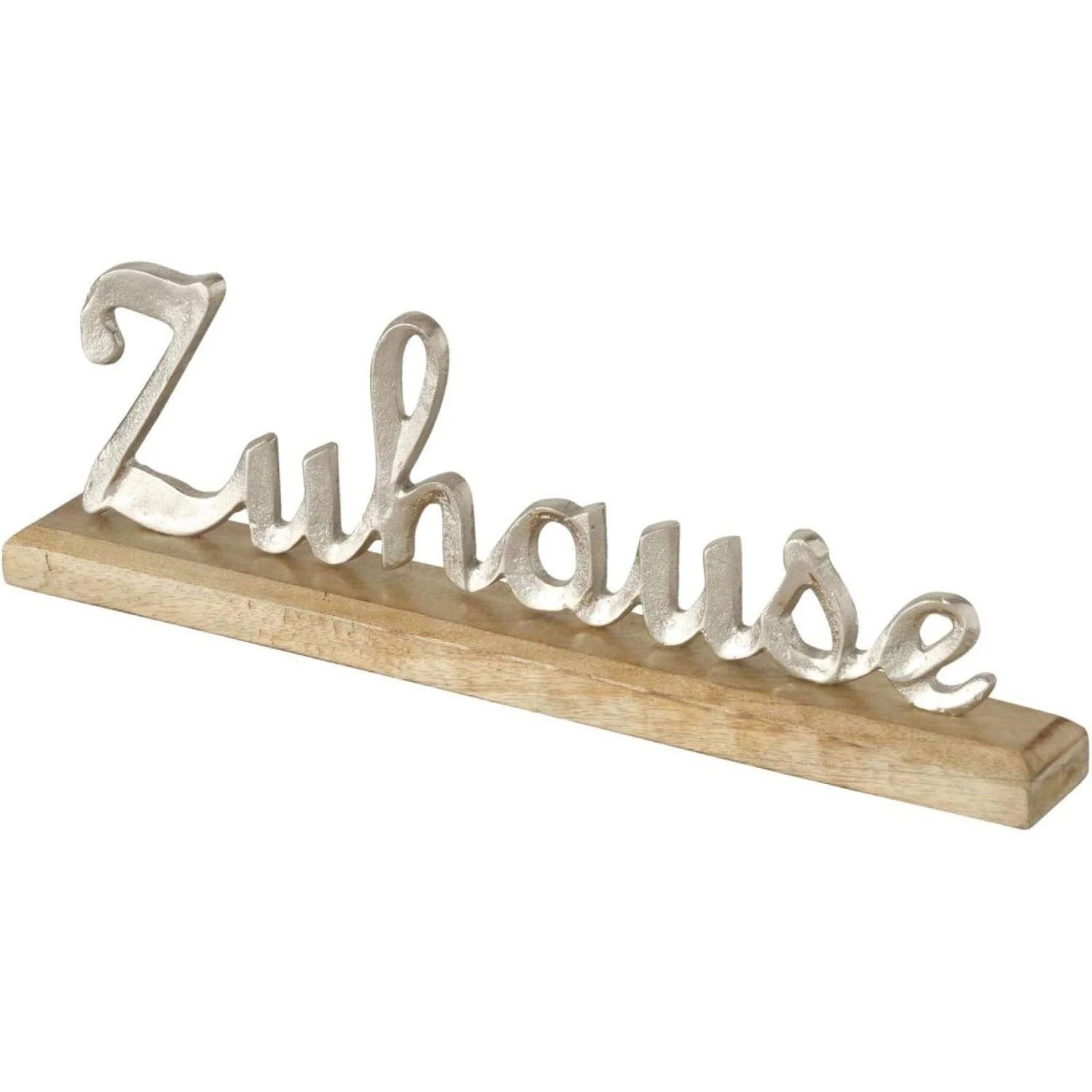 Deko-Schriftzug „Zuhause“ – Metall 3D-Aufsteller auf Holzsockel, 41 cm