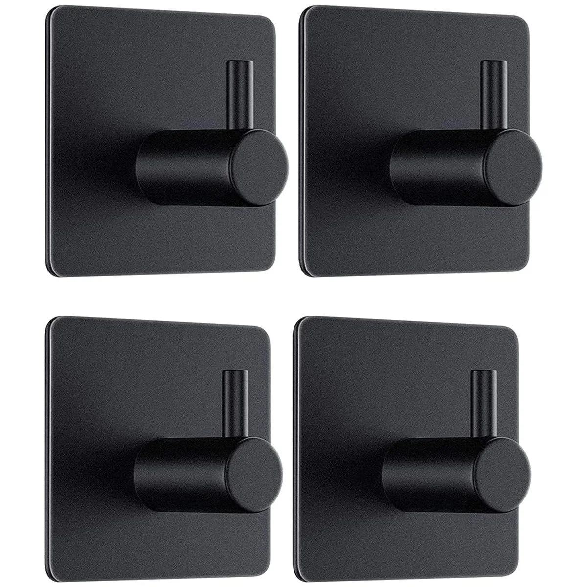 4er-Set Handtuchhaken – Selbstklebend, Schwarz, Edelstahl