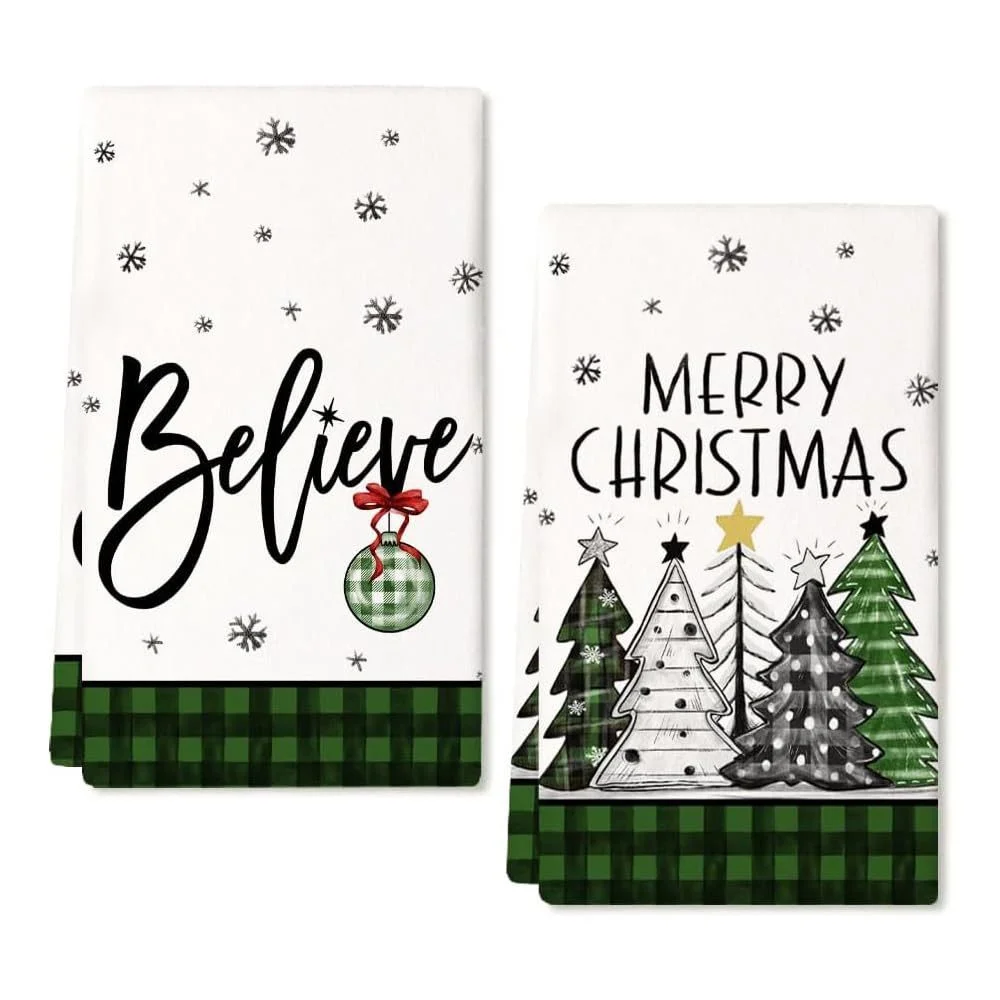 2er Geschirrtuch-Set – Weihnachtliche Küchenhandtücher 40 × 60 cm