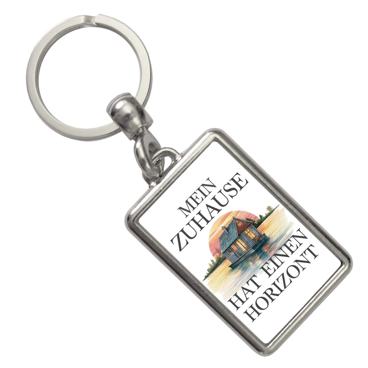 Schlüsselanhänger „Hausboot auf dem Wasser“ – Mein Zuhause hat einen Horizont