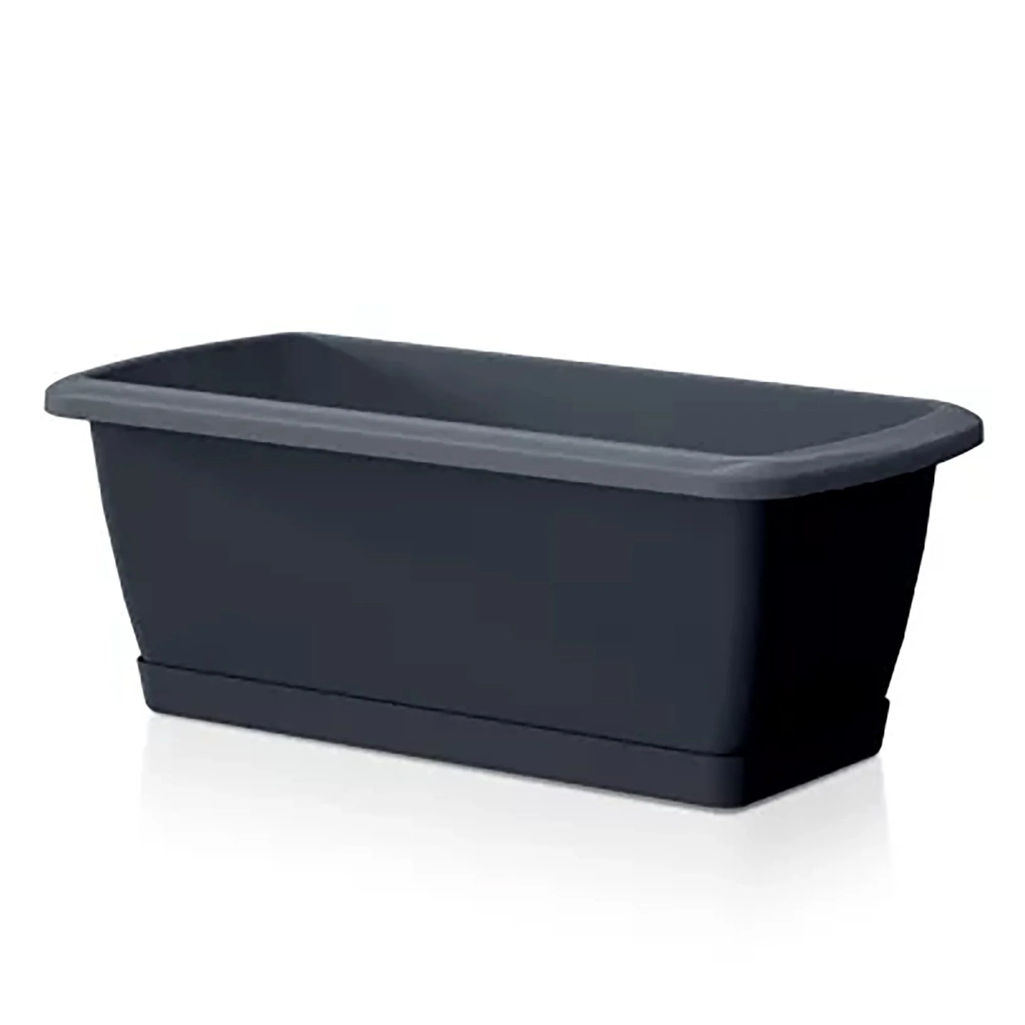 Balkonkasten 40 cm – Kunststoff in Rattan-Optik, Anthrazit